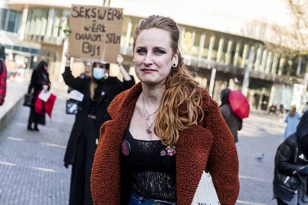 DEN HAAG - 02-03-2021, Hofplaats. Sexworkers protest against not be able to work yet. Sexwerkers protesteren omdat ze nog niet aan het werk mogen. Yvette Luhrs Sexworkers protest against not be able to work x10961496x Copyright: