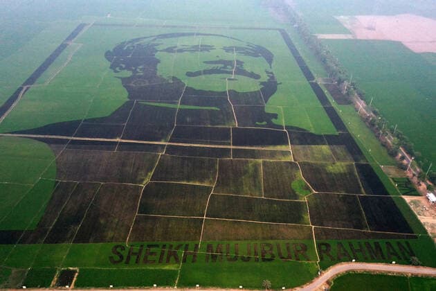 March 8, 2021, Dhaka, Dhaka, Bangladesh: March, 16, 2021 Crop field mosaic honouring Bangabandhu Sheikh Mujibur Rahman in Bangladesh has made it to the Guinness World Records. According to the Guinness World Records website, the largest crop field mosaic (image) is 119,430.273 m² (1,285,536.75 ft²) and was achieved by AFM Bahauddin Nasim and KSM Mostafizur Rahman in an attempt organised by National AgriCare Import and Export LTD. Bogura, Bangladesh Dhaka Bangladesh - ZUMAr338 20210308_zip_r338_047 Copyright: xHarun-Or-Rashidx