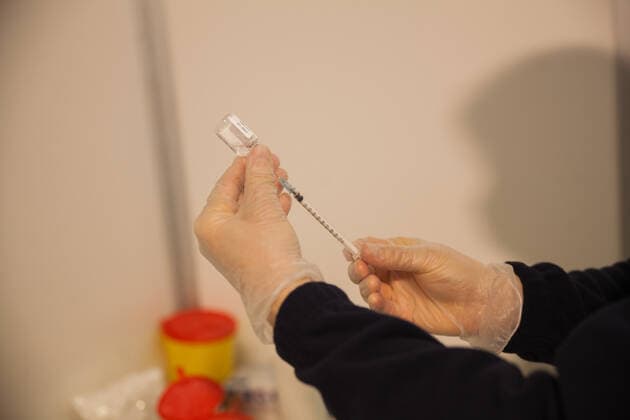 Italy: Bergamo Est Vaccination Center for Covid-19 The 22 vaccination lines managed by Asst Bergamo Est in the city fairgrounds were inaugurated this morning, Wednesday 24 February, which, with the availability of vaccines permitting, will offer a full potential of 2,300 doses per day. Bergamo Italy Copyright: CarloxVergani