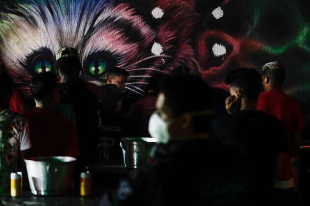 April 10, 2021, Sao Paulo, SP, Brazil: April 10, 2021, Sao Paulo, SP, Brazil: Sao Paulo s government task force did close a clandestine house party east zone of the city. A state decree prohibits non-essential services open during the Covid-19 outbreak fight. About 80 person was in local without protection mask. Sao Paulo Brazil - ZUMAc168 20210410_zap_c168_005 Copyright: xMarceloxChellox