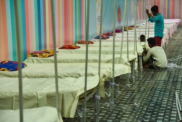 April 21, 2021, Guwahati, Assam, India: A COVID-19 treatment facility newly set up, at Sarusajai Sports Complex. India has reported 2,95,041 new COVID19 cases, 2,023 deaths and 1,67,457 discharges in the last 24 hours, Union Health Ministry said. Guwahati India - ZUMAt232 20210421_zip_t232_009 Copyright: xDavidxTalukdarx
