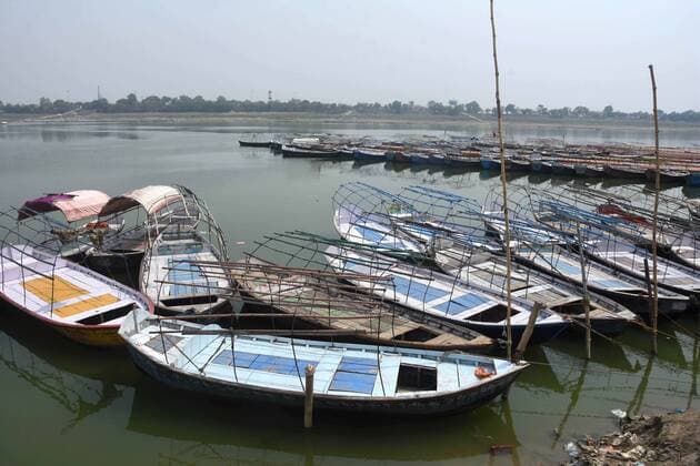 April 29, 2021, Prayagraj, Uttar Pradesh, India: Prayagraj: A deserted view of Sangam area in Prayagraj on Thursday, April 29, 2021. Prayagraj India - ZUMAv115 20210429_zap_v115_001 Copyright: xPrabhatxKumarxVermax