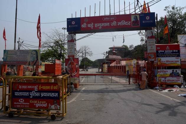 April 29, 2021, Prayagraj, Uttar Pradesh, India: Prayagraj: A deserted view of Bade Hanuman Temple in Prayagraj on Thursday, April 29, 2021. Prayagraj India - ZUMAv115 20210429_zap_v115_004 Copyright: xPrabhatxKumarxVermax