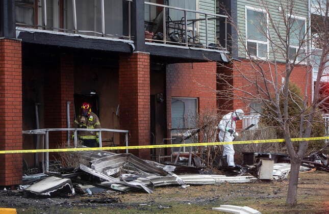 May 7, 2021, EDMONTON, ab, Canada: Firefighters investigate a fire at the Citadel Mews retirement home in St. Albert, Alta., on Friday, May 7, 2021. Three people were taken to hospital as a result of the fire. Citadel Mews is a combination of independent living and assisted living, along with Citadel Care Centre, a long-term care facility. EDMONTON Canada - ZUMAc35_ 20210507_zaf_c35_086 Copyright: xJasonxFransonx