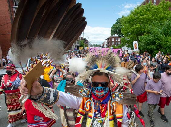June 2, 2021, TROIS-RIVIERES, PQ, Canada: Thousands of people take part in a rally in support of Joyce Echaquan in Trois-Rivieres, Que., Wednesday, June 2, 2021. Echaquan, a 37-year-old Atikamekw mother of seven, filmed herself on Facebook Live as a nurse and an orderly were heard making derogatory comments toward her shortly before she died last September at a hospital northeast of Montreal. TROIS-RIVIERES Canada - ZUMAc35_ 20210602_zaf_c35_048 Copyright: xRyanxRemiorzx