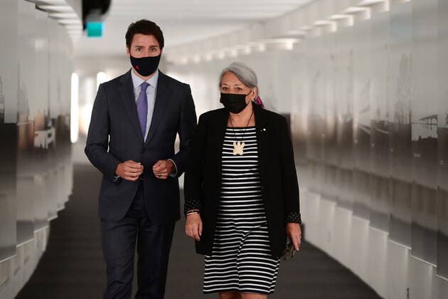 July 6, 2021, Gatineau, PQ, Canada: Prime Minister Justin Trudeau and Mary Simon arrive for an announcement at the Canadian Museum of History in Gatineau, Que., on Tuesday, July 6, 2021. Simon, an Inuk leader and former Canadian diplomat, has been named as Canada s next governor general †the first Indigenous person to serve in the role. Gatineau Canada - ZUMAc35_ 20210706_zaf_c35_001 Copyright: xSeanxKilpatrickx
