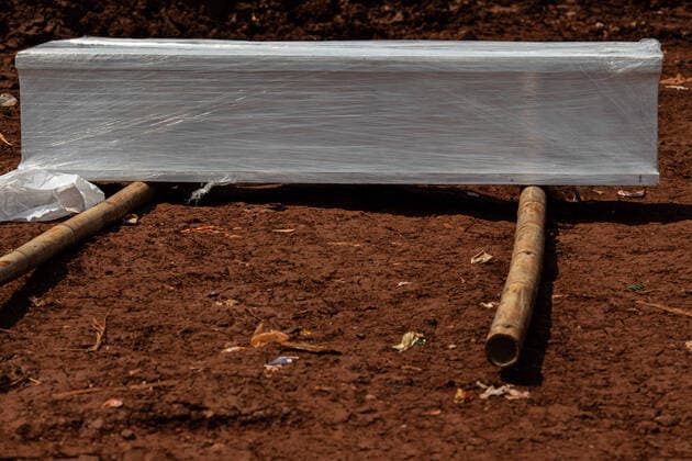 July 26, 2021, Tangerang Selatan, Banten, Indonesia: South Tangerang, Banten, Indonesia, July 26, 2021: A covid19 coffin ready for burial.. Funeral for COVID-19 victims at the Jombang Covid19 TPU, South Tangerang, Banten, Indonesia. For 5 consecutive days, Indonesia has been in the number one position for new cases of death due to COVID-19 in the world. Tangerang Selatan Indonesia - ZUMAh128 20210726_zap_h128_005 Copyright: xDonalxHusnix
