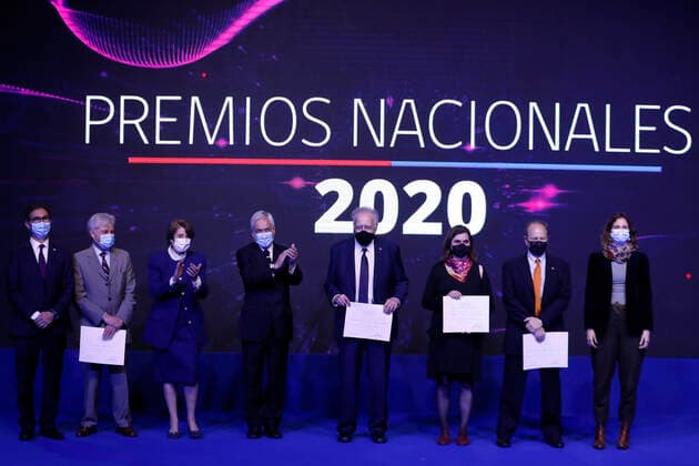 Santiago, September 22, 2021 The President of the Republic, Sebastian Pinera, accompanied by the Minister of Education, Raul Figueroa, and the Minister of Cultures, Arts and Heritage, Consuelo Valdes, heads the official ceremony of the National Awards 2021 Dragomir Yankovic Aton Chile, Santiago Chile Aton Chile Aton 545372 Copyright: DRAGOMIRxYANKOVIC ATONxCHILE