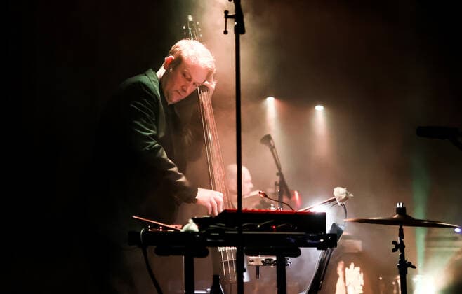 Konzert von Bohren & Der Club of Gore , Festival opening SONIC MORGUE, Silent Green Berlin Bohren & Der Club of Gore , Morten Gass Orgel, Mellotron, Fender Rhodes, Baritongitarre, Schlagzeug Robin Rodenberg Kontrabass, Schlagzeug Christoph Clöser Saxophon, Fender Rhodes, Klavier, Vibraphon, Schlagzeug
