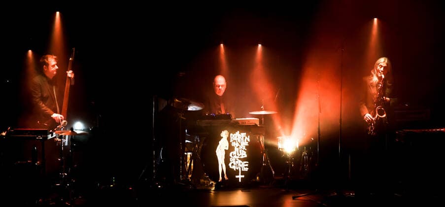 Konzert von Bohren & Der Club of Gore , Festival opening SONIC MORGUE, Silent Green Berlin Bohren & Der Club of Gore , Morten Gass Orgel, Mellotron, Fender Rhodes, Baritongitarre, Schlagzeug Robin Rodenberg Kontrabass, Schlagzeug Christoph Clöser Saxophon, Fender Rhodes, Klavier, Vibraphon, Schlagzeug