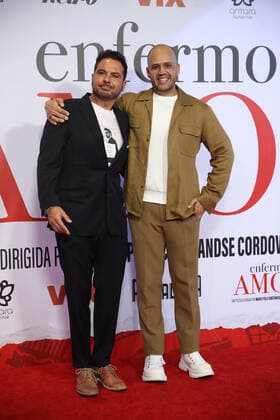 July 26, 2022, Mexico City, Mexico City, Mexico: July 26, 2022, Mexico City, Mexico: Marco Polo Constandse, Rodrigo Nava pose for photos during the red carpet of ‘Enfermo de Amorâ€⠢ film premiere at Cinemex Amtara. on July 26, 2022 in Mexico City, Mexico. Mexico City Mexico - ZUMAe321 20220726_zia_e321_081 Copyright: xJulianxLopezx xEyepixxGroupx