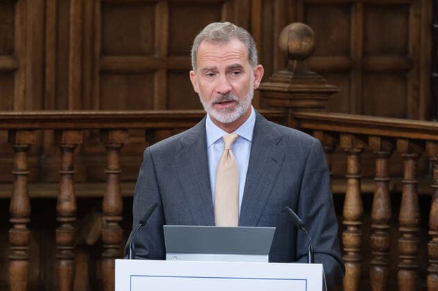 September 20, 2022, Madrid, Spain: King Felipe VI of Spain seen during the delivery of the Camino Real Award on its fifth edition at the auditorium of the University of Alcala, in Alcala de Henares, Madrid. The Camino Real award has been granted by the Franklin Institute of the University of Alcala, which recognizes the professional work of Spaniards who in an outstanding and exemplary way project and enhance the positive image of Spain in the United States. The projection of the image of Spain in North America by the tennis player, means his triumph in the US Open (2019), as well as in previous editions of 2010, 2013, 2017 and in other tournaments played in North America. Madrid Spain - ZUMAs197 20220920_zaa_s197_125 Copyright: xAtilanoxGarciax
