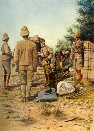 RECORD DATE NOT STATED The Surrender of General Cronje to Lord Roberts at Paardeberg... , 27 February 1900, (1901). Creator: Donald E M Cracken. Copyright:xfiume,laxgente,maschio,uomo,uomini,LaxSudafrica,paese,uomo,lettura,Britannico,lettera,geografia,colore,uniform,vestito,guerra,posizione,ForzexArmate,secolo,GranxBretagna,generale,soldati,soldato,concetto,imperiale,battaglia,Esercito,guerra,resa,Colore,,cascoxdelxmidollo,diciannovesimoxsecolo,cessione,1900s,ventesimoxsecolo,EsercitoxBritannico,diciannovesimoxsecolo,storia,storico,ThexPrintxCollector,LordxFrederickxSleighxRoberts,BattlexofxPaardeberg,Boers,Roberts,LordxFrederickxSleigh,FieldxMarshalxFrederickxSleighxRoberts,FrederickxSleighxRoberts,BaronxRobertsxofxKandaharxandxWaterford,EarlxRoberts,MudxRiver Copyright:fiume,laxgente,maschio,uomo,uomini,LaxSudafrica,paese,uomo,lettura,Britannico,lettera,geografia,colore,uniform,vestito,guerra,posizione,ForzexArmate,secolo,GranxBretagna,generale,soldati,sol