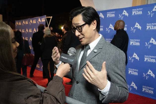 February 15, 2023, Santa Barbara, California, U.S: Ke Huy Quan, star of the highly acclaimed film â€oeEverything Everywhere All at Onceâ€Â, delights at the Santa Barbara International Film Festivalâ€⠢s Red Carpet on February 15, 2023, at the historic Arlington Theater, where he has come to accept the Virtuosos Award, which honors â€oeup-and-coming†actors for achieving a breakthrough performance. Santa Barbara U.S. - ZUMAk144 20230215_znp_k144_087 Copyright: xAmyxKatzx