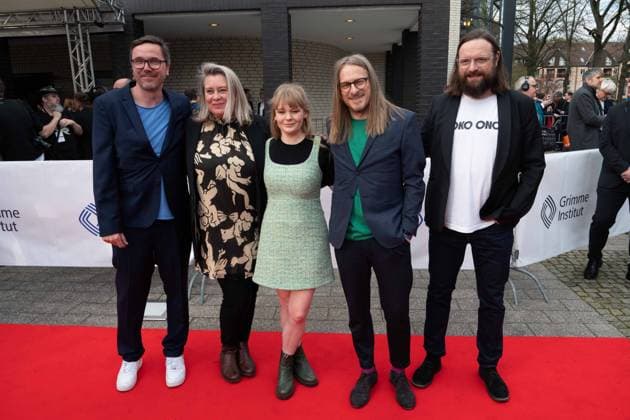 Grimmepreis fuer den Film SCHLAF, von links: xxxxx, xxxxx, Gro Swantje KOHLHOF, Schauspielerin, Thomas FRIEDRICH, Buch und Regie Michael VENUS, Buch und Regie, Roter Teppich, Red Carpet Show, Ankunft, arrival, 59. Verleihung des Adolf-Grimme-Preises Adolf-Grimme-Preis Grimmepreis in Marl, 21.04.2023. o¥Â