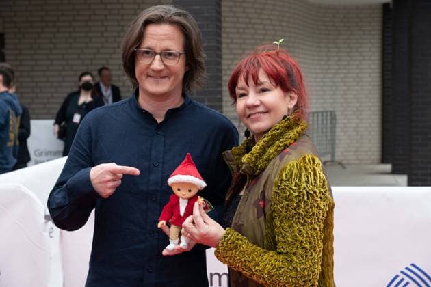 Grimmepreis fuer UNSER SANDMAENNCHEN, Stefan SCHOMERUS, Regie, und Tine KLUTH, Animation, Roter Teppich, Red Carpet Show, Ankunft, arrival, 59. Verleihung des Adolf-Grimme-Preises Adolf-Grimme-Preis Grimmepreis in Marl, 21.04.2023. o¥Â