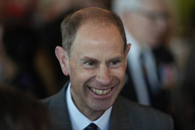 April 27, 2023, VANCOUVER, BC, CANADA: Prince Edward, Duke of Edinburgh, talks with award recipients during a reception after presenting Duke of Edinburgh Gold Awards of Achievement to youth, in Vancouver, on Thursday, April 27, 2023. VANCOUVER CANADA - ZUMAc35_ 20230427_zaf_c35_108 Copyright: xDarrylxDyckx
