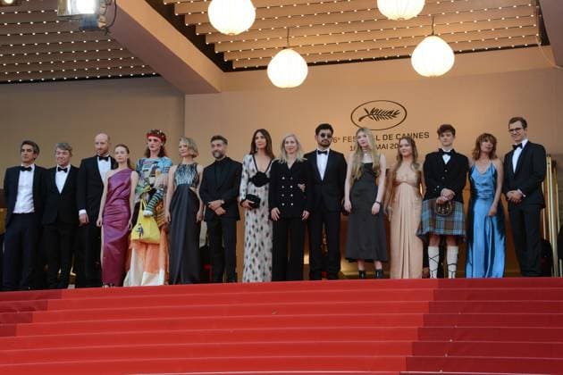 May 22, 2023, CANNES, France: CANNES, FRANCE - MAY 22: Producer Phillipe Bober, Lukas Turtur, Ksenia Devriendt, Luke Barker, Mia Wasikowska, Mathieu Demy, Elsa Zylberstein, Director Jessica Hausner, Amir El-Masry, Florence Baker, Gwen Currant, Samuel D Anderson, Geraldine Bajard and Producer Johannes Schubert attend the Club Zero red carpet during the 76th annual Cannes film festival at Palais des Festivals on May 22, 2023 in Cannes, France. CANNES France - ZUMAi09_ 20230522_zaf_i09_053 Copyright: xFrederickxInjimbertx