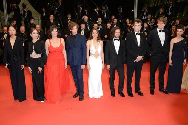 May 24, 2023, CANNES, France: CANNES, FRANCE - MAY 24: Valentina Romani, Elena Lietti, director Nanni Moretti, Giuseppe Scoditti, Arianna Pozzoli, Blu Yoshimi and Daniela Macaluso attend the Il Sol Dell™Avvenire (A Brighter Tomorrow) red carpet during the 76th annual Cannes film festival at Palais des Festivals on May 24, 2023 in Cannes, France. CANNES France - ZUMAi09_ 20230524_zaf_i09_022 Copyright: xFrederickxInjimbertx
