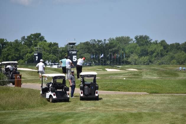 May 26, 2023, Sterling, Virginia, United States: Former President of the United States Donald J. Trump swings his put as he plays golf at his golf course. Former President of the United States Donald J. Trump plays golf prior to the LIV Golf Round 1 Shotgun Start at Trump National Golf Club Washington DC in Sterling. Prior to round one of the LIV Golf Washington DC 2023 event, Former President of the United States Donald J. Trump played golf on his golf course in Sterling, Virginia Friday morning into the afternoon. Sterling United States - ZUMAs197 20230526_zaa_s197_103 Copyright: xKylexMazzax