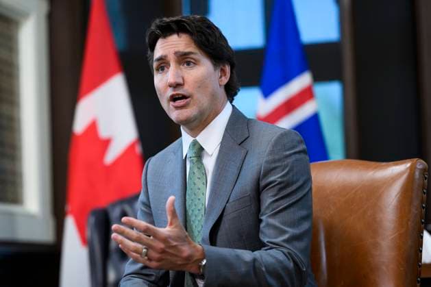May 29, 2023, Ottawa, ON, CAN: Canada s Prime Minister Justin Trudeau makes a statement on the wildfires in Nova Scotia, before a bilateral meeting with President of Iceland Gudni Johannesson, not shown, on Parliament Hill in Ottawa, on Monday, May 29, 2023. Ottawa CAN - ZUMAc35_ 20230529_zaf_c35_020 Copyright: xJustinxTangx