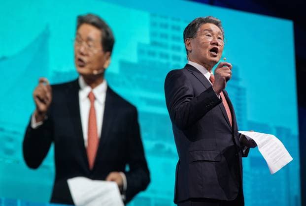 July 10, 2023, VANCOUVER, BC, CANADA: Joe Kang, President of the International Gas Union, speaks during the opening of the LNG2023 conference, in Vancouver, B.C., Monday, July 10, 2023. VANCOUVER CANADA - ZUMAc35_ 20230710_zaf_c35_147 Copyright: xDarrylxDyckx