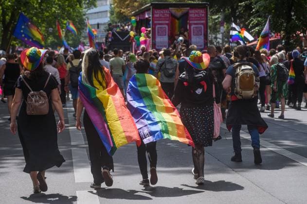July 22, 2023, Berlin, Germany: People march with pride flags during the pride parade. Berlin Christopher Street Day (CSD Berlin) or Berlin Pride Parade is an annual demonstration in Berlin for the rights of LGBT+ people. Berlin Germany - ZUMAs197 20230722_zab_s197_062 Copyright: xYauhenxYerchakx
