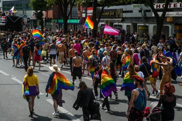 July 22, 2023, Berlin, Germany: People march with pride flags during the pride parade. Berlin Christopher Street Day (CSD Berlin) or Berlin Pride Parade is an annual demonstration in Berlin for the rights of LGBT+ people. Berlin Germany - ZUMAs197 20230722_zab_s197_061 Copyright: xYauhenxYerchakx