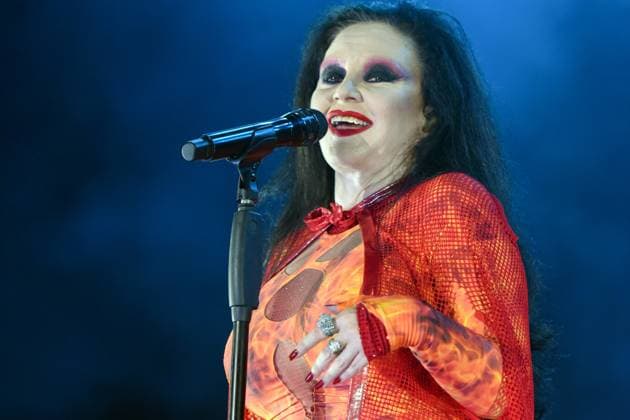 August 8, 2023, Sitges, Barcelona, Spain: Singer Alaska from the group Fangoria performs at the Jardins de Terramar Festival in Sitges. The Spanish-Mexican singer Alaska, the singer of the Fangoria group, performed at the Jardins de Terramar Festival in Sitges in front of 2,500 people. Maria del Olvido Gara Jova (Mexico City, June 13, 1963), better known by her stage name Alaska, is a Spanish-Mexican singer, actress, composer, television presenter, businesswoman, writer, producer, and DJ. Sitges Spain - ZUMAs197 20230808_aaa_s197_054 Copyright: xRamonxCostax