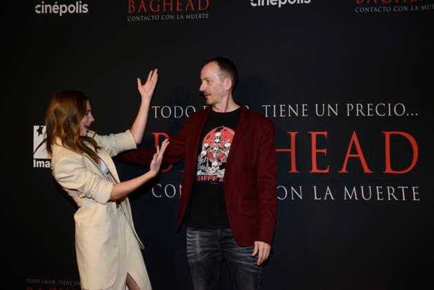 January 30, 2024, Mexico City, Ciudad de Mexico, Mexico: January 30, 2024, Mexico City, Mexico: Director Alberto Corredor and British actress pose for photos during the red carpet of Baghead at Cinepolis Miyana. on January 30, 2024, Mexico City, Mexico. Mexico City Mexico - ZUMAe321 20240130_zea_e321_022 Copyright: xCarlosxTischler xEyepixxGroupx
