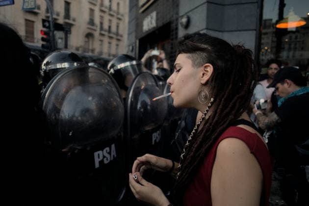 February 2, 2024, Buenos Aires, Federal Capital, Argentina: February 2, 2024, Buenos Aires, Argentina: The security agencies of the Argentine state strongly repressed demonstrators who were protesting in the vicinity of the nation s Congress in repudiation of the approval, in the chamber of deputies, of the controversial Omnibus Law of the newly elected president, Javier Milei. In the repression, older adults were beaten, run over, and sprayed with pepper spray. They also strongly detained a photographer. Buenos Aires Argentina - ZUMAa179 20240202_aap_a179_016 Copyright: xRobertoxAlmeidaxAveledox