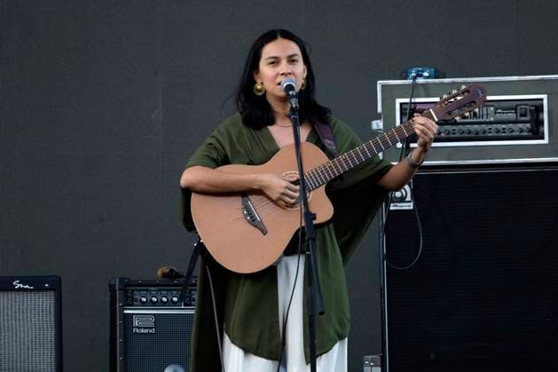 March 16, 2024, Mexico City, Ciudad de Mexico, Mexico: March 16, 2024, Mexico City, Mexico: Singer Laura Itandehui, performs during a free concert as part of the Time for Women: Festival for equality at the Mexico City Zocalo. on March 16, 2024 in Mexico City, Mexico Mexico City Mexico - ZUMAe321 20240316_zea_e321_026 Copyright: xLuisxBarronx xEyepixxGroupx