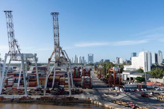 February 13, 2024, City Of Buenos Aires, City Of Buenos Aires, Argentina: Port of Buenos Aires from a boat City Of Buenos Aires Argentina - ZUMAf135 20240213_aap_f135_006 Copyright: xJulietaxFerrariox
