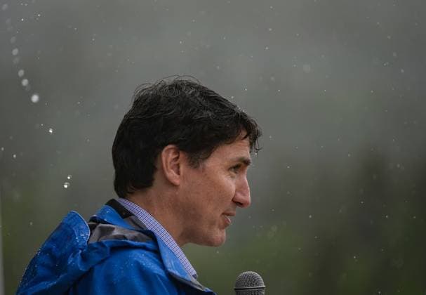 June 26, 2024, Nemaiah Valley, Bc, CANADA: Rain falls as Prime Minister Justin Trudeau speaks during community celebrations to mark the 10th anniversary of the Tsilhqot in decision, in Nemaiah Valley, B.C., on Wednesday, June 26, 2024. In 2014, the Supreme Court of Canada granted Tsilhqot in aboriginal title to more than 1,750 square kilometres of land in the Nemaiah Valley. Nemaiah Valley CANADA - ZUMAc35_ 20240626_zaf_c35_147 Copyright: xDarrylxDyckx