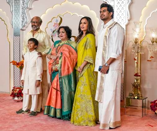 Anant Ambani-Radhika Merchant s wedding Mumbai: Superstar Rajinikanth and his family members upon their arrival to attend Anant Ambani and Radhika Merchant s wedding, at Jio World Convention Centre, in Mumbai, Friday, July 12, 2024. (PTI Photo Kunal Patil)(PTI07_12_2024_000266B) Mumbai Maharashtra India Copyright: x-x (PTI07_12_2024_000266B)