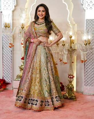 Anant Ambani-Radhika Merchant s wedding Mumbai: Bollywood actor Madhuri Dixit poses for photographs upon her arrival to attend Anant Ambani and Radhika Merchant s wedding, in Mumbai, Friday, July 12, 2024. (PTI Photo Kunal Patil)(PTI07_12_2024_000287B) Mumbai Maharashtra India Copyright: x-x (PTI07_12_2024_000287B)