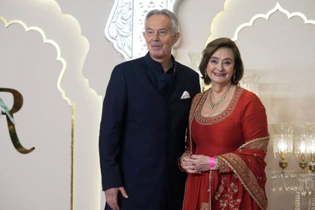 Anant Ambani-Radhika Merchant s wedding Mumbai: Former United Kingdom prime minister Tony Blair and his wife Cherie Blair upon their arrival to attend Anant Ambani and Radhika Merchant s wedding, at Jio World Convention Centre, in Mumbai, Friday, July 12, 2024. (PTI Photo Kunal Patil)(PTI07_12_2024_000320A) Mumbai Maharashtra India Copyright: x-x (PTI07_12_2024_000320A)