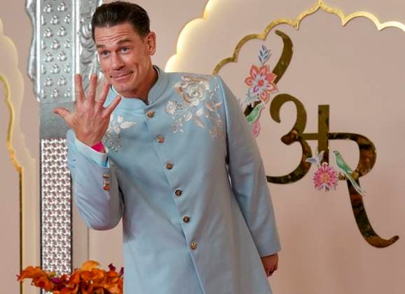 Anant Ambani-Radhika Merchant s wedding Mumbai: Former WWF wrestler and actor John Cena upon his arrival to attend Anant Ambani and Radhika Merchant s wedding, at Jio World Convention Centre, in Mumbai, Friday, July 12, 2024. (PTI Photo Kunal Patil)(PTI07_12_2024_000253B) Mumbai Maharashtra India Copyright: x-x (PTI07_12_2024_000253B)