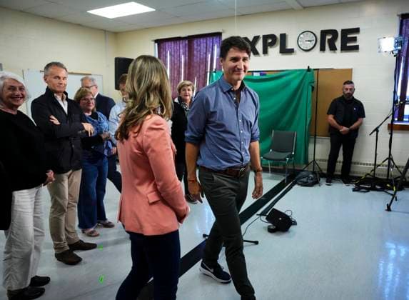 September 4, 2024, Rocky Harbour, Nfld, Canada: Prime Minister Justin Trudeau leaves following an announcement as he was joined by Families, Children and Social Development Minister Jenna Sudds, right, and members of his cabinet and Premier of Newfoundland and Labrador Andrew Fure in Rocky Harbour, Nfld., on Wednesday, Sept. 4, 2024. Rocky Harbour Canada - ZUMAc35_ 20240904_zaf_c35_080 Copyright: xSeanxKilpatrickx