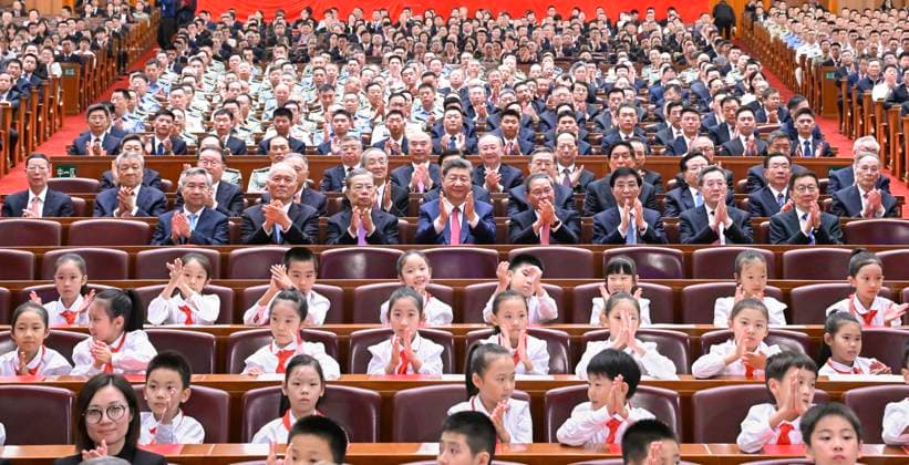 (240929) -- BEIJING, Sept. 29, 2024 -- A concert is held to celebrate the 75th founding anniversary of the People s Republic of China (PRC), in Beijing, capital of China, Sept. 29, 2024. Chinese President Xi Jinping, other Party and state leaders including Li Qiang, Zhao Leji, Wang Huning, Cai Qi, Ding Xuexiang, Li Xi and Han Zheng, as well as retired senior leaders were among the more than 3,000 people who attended the concert. ) CHINA-BEIJING-PRC-75TH FOUNDING ANNIVERSARY-CONCERT (CN) ShenxHong