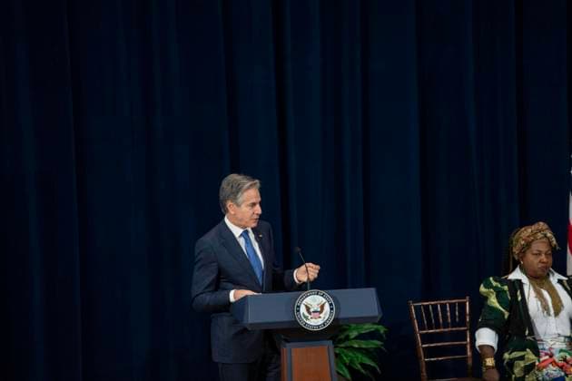 Secretary Of State Antony J. Blinken Will Deliver remarks Secretary™s Human Rights Defender Award Ceremony On December 10, 2024, in Washington, D.C., United States, Secretary of State Antony J. Blinken delivers remarks at the Secretary s Human Rights Defender Award Ceremony at the Department of State. The Secretary is joined by Under Secretary of State for Civilian Security, Democracy, and Human Rights Uzra Zeya and Assistant Secretary of State for Democracy, Human Rights, and Labor Dafna Rand. The award recipients from Azerbaijan, Bolivia, Burma, Colombia, Eswatini, Ghana, Kuwait, and the Kyrgyz Republic demonstrate leadership, courage, and impact in the promotion of human rights. Washington DC United States Copyright: xAndrewxThomasx originalFilename: thomas-notitle241210_npZ2k.jpg