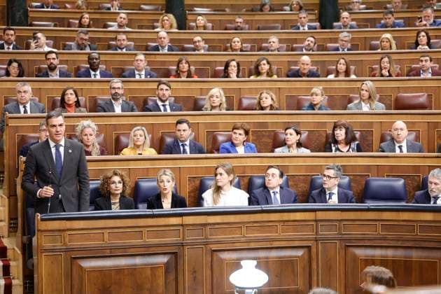 Last face to face of the year in the Congress of Deputies between Sánchez and Feijóo I D The President of the Government, Pedro Sánchez the First Vice President and Minister of Finance, María Jesús Montero the Second Vice President and Minister of Labor, Yolanda Díaz the Minister of Foreign Affairs, European Union and Cooperation José Manuel Albares and the Minister for the Presidency, Relations with the Courts and Justice, Félix Bolanos, during a control session to the Government, in the Congress of Deputies, on December 18, 2024, in Madrid Spain During the control session, the PP focuses on the judicial scandals affecting the Executive such as the wife of the President of the Government or the Koldo case While the plenary session is taki Copyright: xJesusxHellinx 6413049