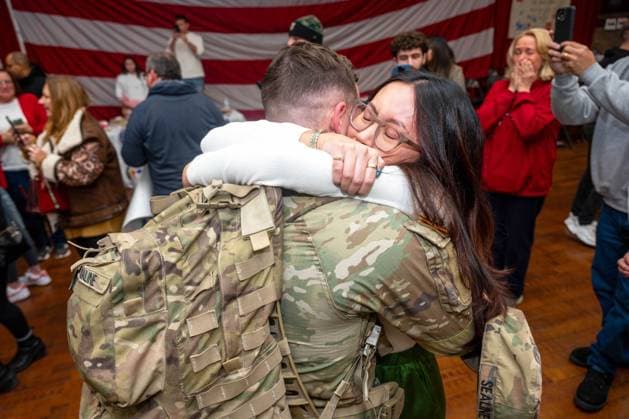December 14, 2024 - Lawrenceville, New Jersey, USA - More than 100 Soldiers with the 44th Infantry Brigade Combat Team, New Jersey Army National Guard, are welcomed home by family members and friends in time for the holidays at the National Guard Armory in Lawrenceville, New Jersey, Dec. 14, 2024. Over 1,500 44th IBCT Soldiers deployed to Iraq, Kuwait, and Syria in support of Operation Inherent Resolve. This is the largest deployment of NJARNG Soldiers since 2008. Lawrenceville USA - ZUMAz03_ 20241214_shc_z03_274 Copyright: xU.S.xArmyx
