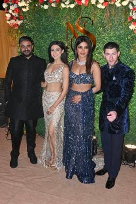 Mumbai, India, 6, FEBRUARY, 2025: Priyanka Chopra, joined by Nick Jonas, Anusha Dandekar, and Madhu Chopra, made a stunning appearance at her brother s sangeet ceremony. The glamorous gathering radiated celebration vibes, with the Jonas family adding an international charm to the festivities. Copyright: xx