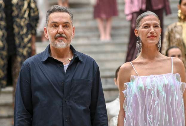 February 18, 2025, Madrid, Madrid, SPAIN: The Museo del Traje in Madrid has hosted the fashion show by designer Duyos, where the designer presents TECNO, his autumn-winter 2025-2026 collection. The designer is parading for the first time outside MBFWMadrid and he does so with a carefully crafted and groundbreaking staging and a clear message to combat ageism and defend that beauty is diverse and ageless. On this unique catwalk at the Museo del Traje, with its imposing main staircase as its cornerstone, more than 40 models, aged between 18 and 64, will showcase the firm s new proposals. Duyos gives visibility to women over 50 who were no longer active, recovering some of the protagonists of his shows in the 90s and 2000s. Among them, Laura S - ZUMAz108 20250218_znp_z108_084 Copyright: xRichardxZubelzux