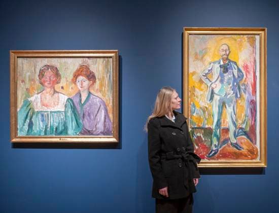 Edvard Munch Portraits, exhibition at the National Portrait Gallery in London, UK, on 12th March,2025 National Portrait Gallery, London, UK. 12th March, 2025. Preview of Edvard Munch Portraits exhibition, the first exhibition in the UK to focus exclusively on Munch as a portraitist, including works from the 1880s - 1920s never before seen in the UK. Exhibits include: (right) Edvard Munch, 1908. Dr Daniel Jacobson. National Gallery of Denmark., Credit:MALCOLM PARK Avalon Copyright: xMALCOLMxPARKx xAvalonx 0974936780