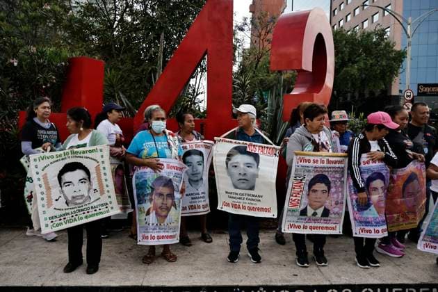 March 26, 2025, Mexico City, Cdmx, Mexico: Mothers, fathers, relatives, and classmates of the 43 students from Ayotzinapa, Guerrero, demonstrate on Paseo de la Reforma Avenue to demand that the government of Claudia Sheinbaum resolve the forced disappearance of the students, which occurred 10 years ago; the Mexican Army, the municipal police, and organized crime are being blamed for this incident. Mexico City Mexico - ZUMAp204 20250326_zip_p204_009 Copyright: xJosuexPerezx