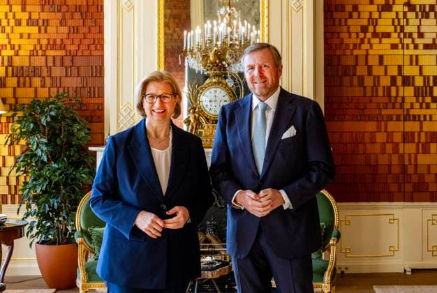 03-04-2025 HtB King Willem-Alexander during a meeting with the President of the Federal Council of the Federal Republic of Germany, Anke Rehlinger, at palace Huis ten Bosch in The Hague. Â Copyright: xPPEx