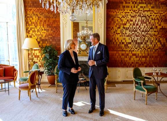 03-04-2025 HtB King Willem-Alexander during a meeting with the President of the Federal Council of the Federal Republic of Germany, Anke Rehlinger, at palace Huis ten Bosch in The Hague. Â Copyright: xPPEx