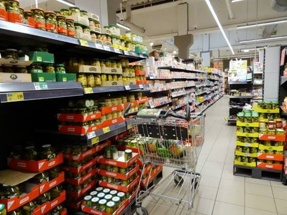 07.04.2025 Supermarkt Kaufland Waldshut Deutschland Einkaufstourismus. Bild : Konserven Konservendosen im Regal.